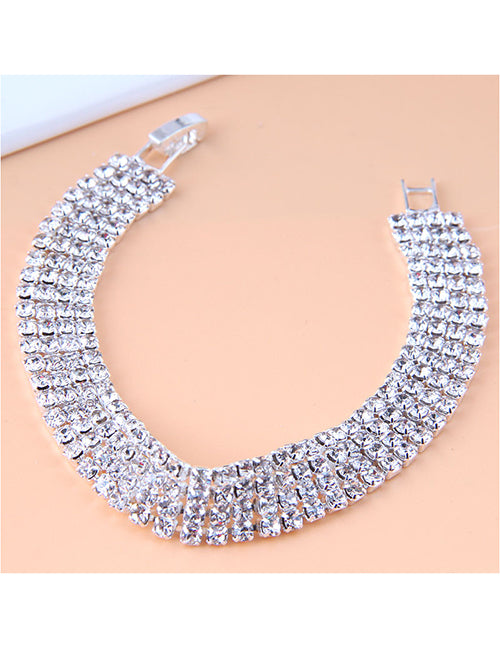 B1195 Silver Crystal Rhinestone Bracelet - Iris Fashion Jewelry