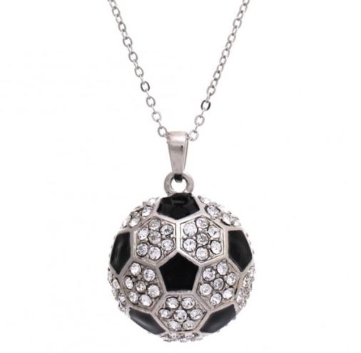 N650 Silver Soccer Ball Rhinestone Necklace with FREE Earrings - Iris Fashion Jewelry