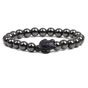 B678 Black Hematite Bead Sea Turtle Bracelet - Iris Fashion Jewelry