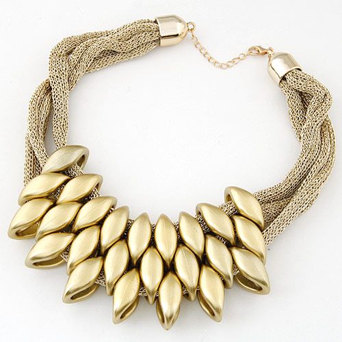 N1970 Gold Mesh Layered Statement Necklace with FREE Earrings - Iris Fashion Jewelry