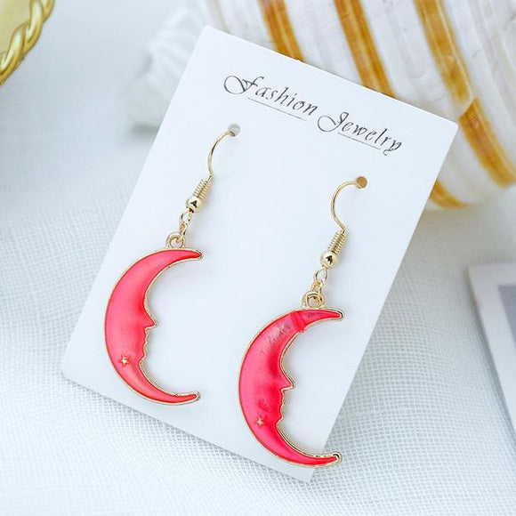 E1036 Gold Pink Moon Earrings - Iris Fashion Jewelry