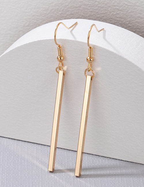 E1837 Gold Rectangle Dangle Earrings - Iris Fashion Jewelry