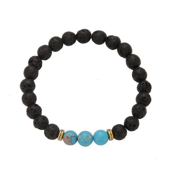 B227 Light Blue Bead Volcanic Stone Bracelet - Iris Fashion Jewelry