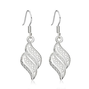 E992 Silver Filigree Dangle Earrings - Iris Fashion Jewelry