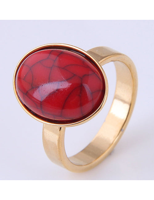 R95 Gold Red Crackle Stone Ring - Iris Fashion Jewelry