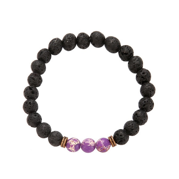 B1222 Purple Bead Volcanic Stone Bracelet - Iris Fashion Jewelry