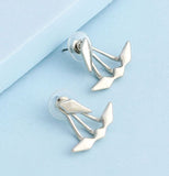 E543 Silver Diamond Design Jacket Style Earrings - Iris Fashion Jewelry