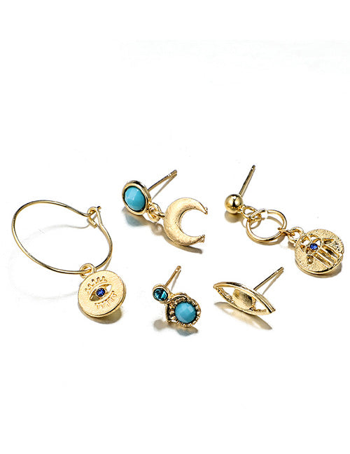 E931 Gold 5 Piece Earring Set - Iris Fashion Jewelry