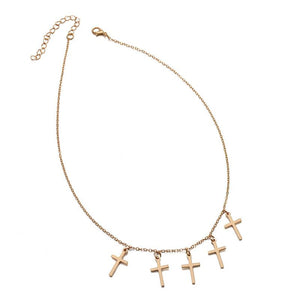 N1362 Gold Multi Cross Necklace with FREE Earrings - Iris Fashion Jewelry