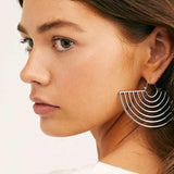 E928 Silver Semicircle Geometric Earrings - Iris Fashion Jewelry
