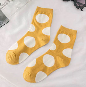 SF1275 Golden Yellow White Polka Dot Thick Socks - Iris Fashion Jewelry