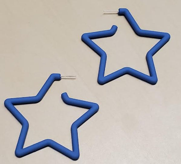 E1847 Periwinkle Blue Star Hoop Earrings - Iris Fashion Jewelry