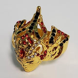 R28 Gold Warrior Red & Black Rhinestones Ring - Iris Fashion Jewelry