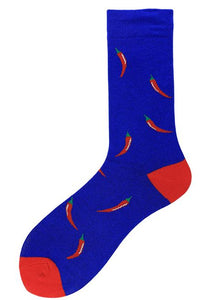 SF332 Royal Blue Red Hot Pepper Socks - Iris Fashion Jewelry