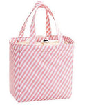 G04 White Pink Stripe Insulated Lunch Tote with Drawstring - Iris Fashion Jewelry