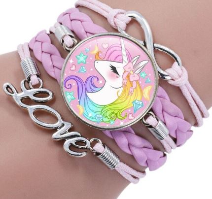 L335 Pink Leather Unicorn Bracelet - Iris Fashion Jewelry