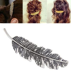 H510 Silver Feather Hair Clip - Iris Fashion Jewelry