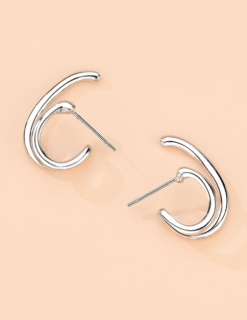 E1927 Silver Geometric Earrings - Iris Fashion Jewelry
