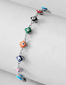 B1210 Silver Multi Color Enamel Bracelet - Iris Fashion Jewelry