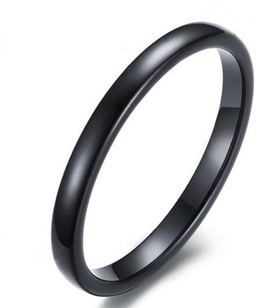 R436 Thin Black Titanium & Stainless Steel Ring - Iris Fashion Jewelry