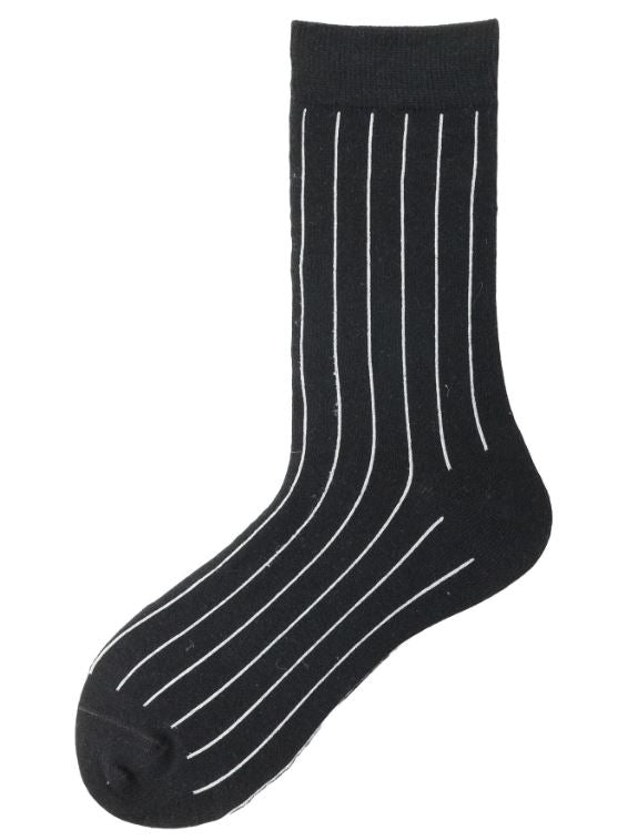 *SF354 Black White Stripe Socks - Iris Fashion Jewelry