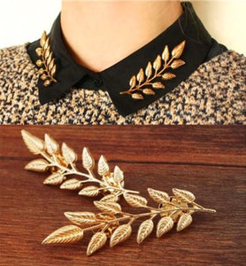 F59 Gold Leaf Fashion Pin (2 Pieces) - Iris Fashion Jewelry