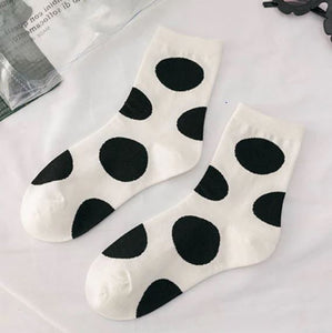 SF1274 Beige Black Polka Dot Thick Socks - Iris Fashion Jewelry