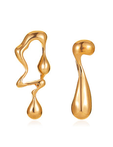 E647 Gold Irregular Asymmetric Earrings - Iris Fashion Jewelry