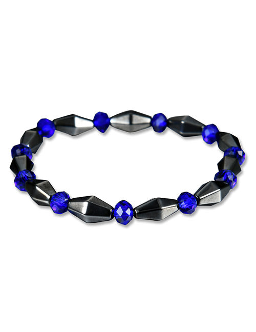 B194 Magnetic Hematite Blue Bead Bracelet - Iris Fashion Jewelry