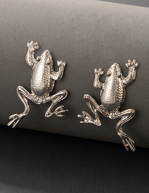 E1872 Silver Frog Stud Earrings - Iris Fashion Jewelry