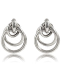 E1937 Silver Multi Textured Hoop Earrings - Iris Fashion Jewelry