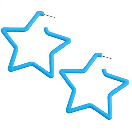 E1845 Fashion Blue Star Hoop Earrings - Iris Fashion Jewelry