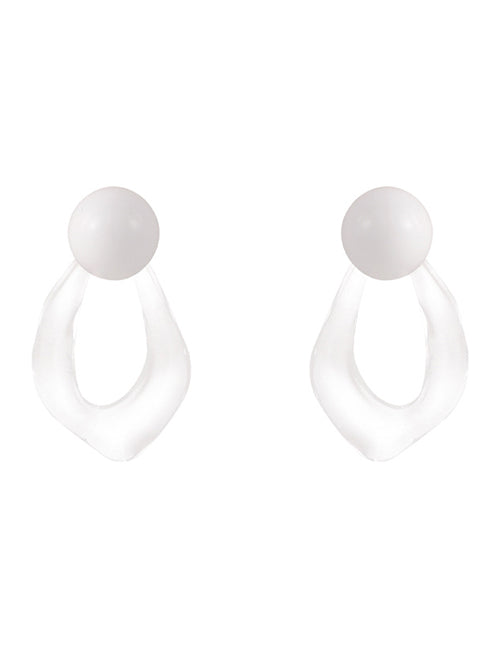 E1913 White Clear Irregular Acrylic Earrings - Iris Fashion Jewelry