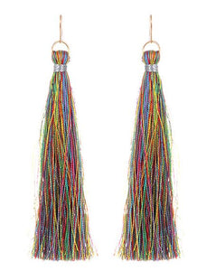 E787 Long Multi Color Tassel Earrings - Iris Fashion Jewelry