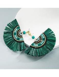 E1831 Green Fan Shape Earrings - Iris Fashion Jewelry