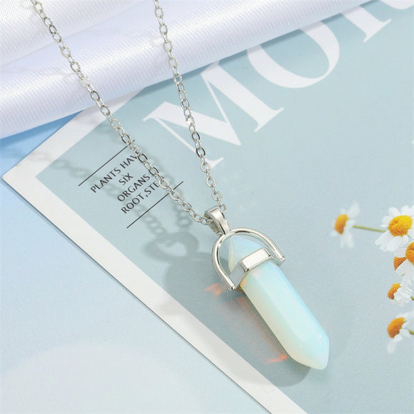 N2027 Silver Pearl White/Iridescent Imitation Stone Necklace with FREE Earrings - Iris Fashion Jewelry