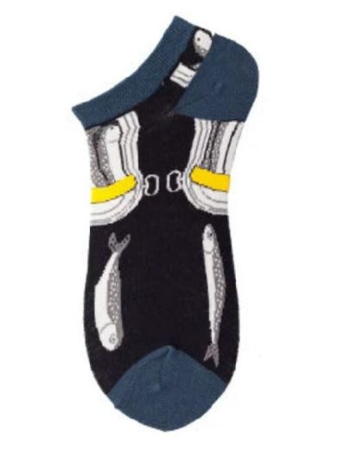SF1246 Black Can of Sardines Low Cut Socks - Iris Fashion Jewelry