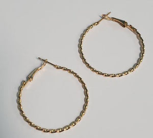 E1302 Gold 1 ½" Twisted Hoop Earrings - Iris Fashion Jewelry
