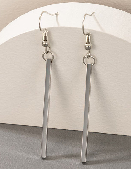 E1838 Silver Rectangle Dangle Earrings - Iris Fashion Jewelry