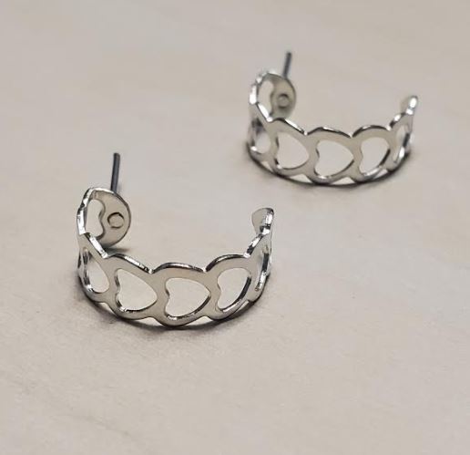 E1859 Small Silver Heart Cutout Hoop Earrings - Iris Fashion Jewelry