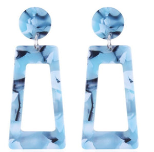 E104 Blue Rectangle Acrylic Earrings - Iris Fashion Jewelry