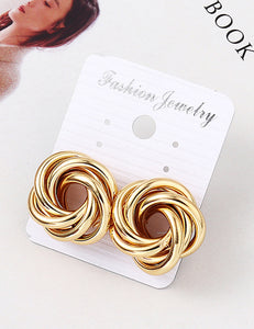 E534 Gold Swirl Design Earrings - Iris Fashion Jewelry