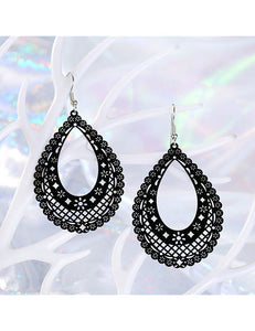 E361 Black Filigree Metal Earrings - Iris Fashion Jewelry