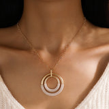 N2004 Gold Hoop Pearl Abalone Accent Necklace with FREE Earrings - Iris Fashion Jewelry