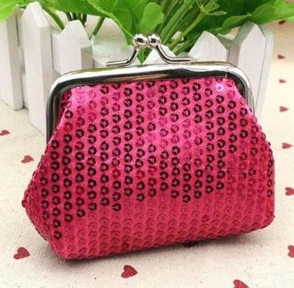 L473 Hot Pink Sequin Clasp Coin Purse - Iris Fashion Jewelry