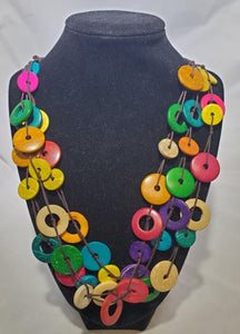 N2042 Colorful Wooden Disk Necklace with FREE EARRINGS - Iris Fashion Jewelry
