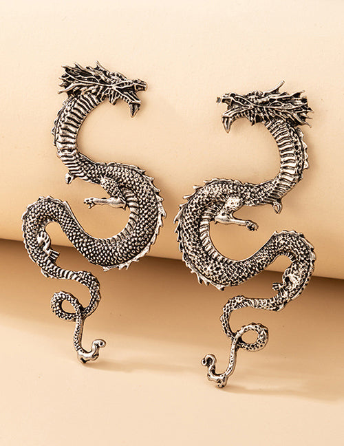 E1857 Silver Dragon Earrings - Iris Fashion Jewelry