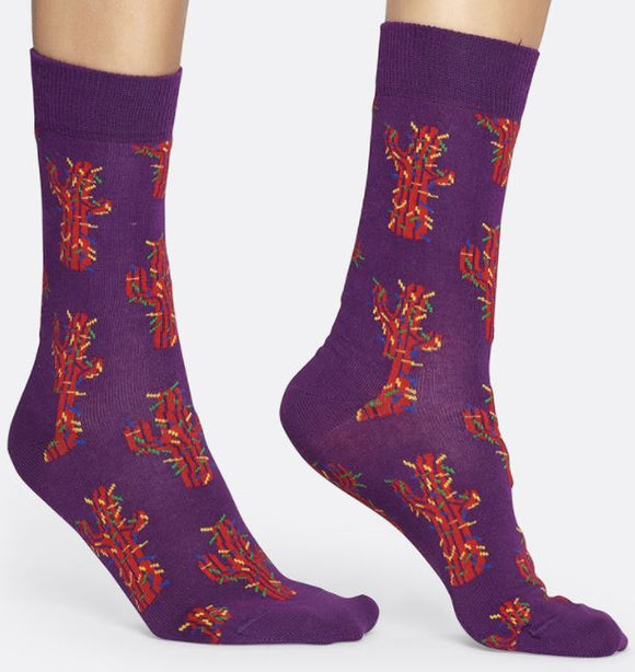 SF1290 Purple Red Cactus Socks - Iris Fashion Jewelry