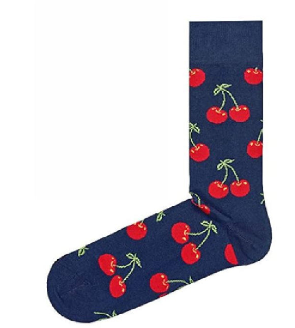 SF228 Blue Red Cherries Socks - Iris Fashion Jewelry