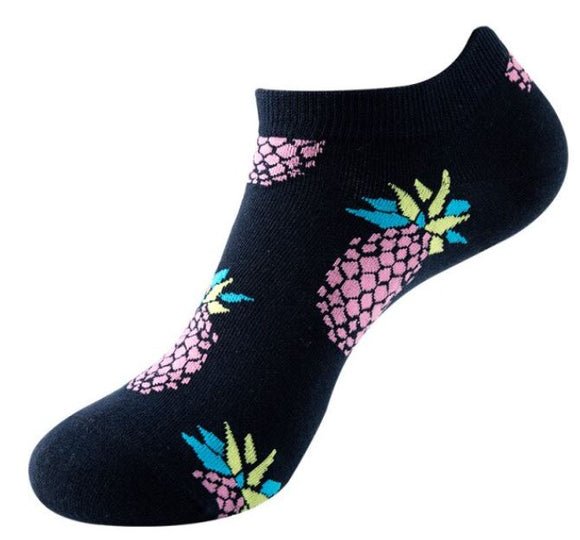 SF1242 Black Pink Pineapple Low Cut Socks - Iris Fashion Jewelry